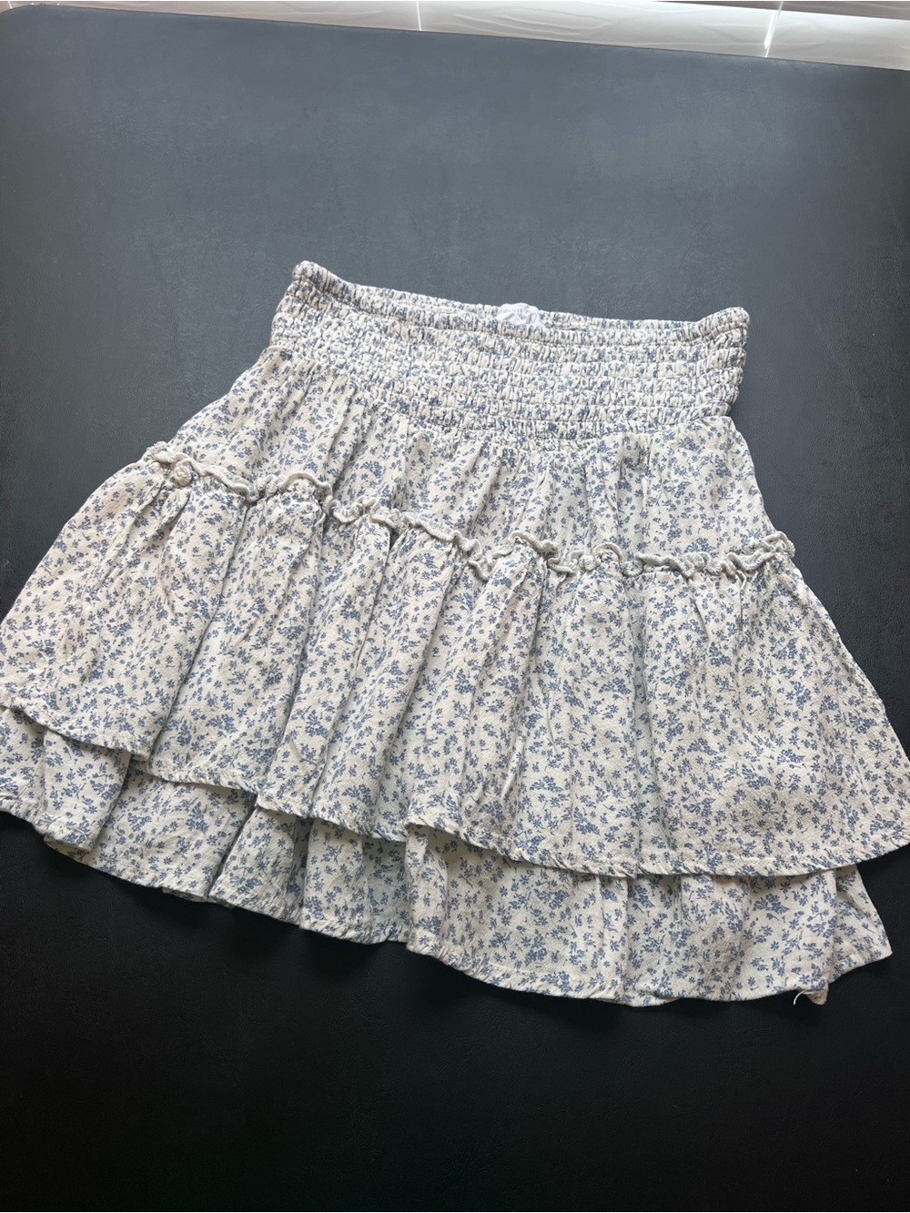 Sienna Sky Cream Mini Skirt with Blue Floral Print